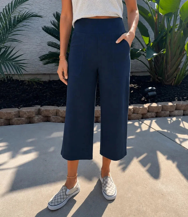 Women's Wide Leg Pants with High Waist and Side Pockets