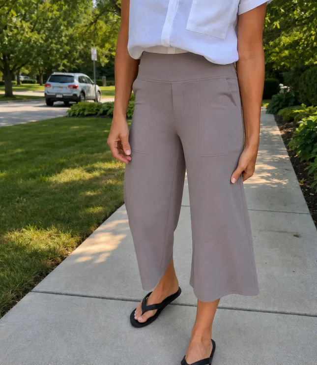 Women's Wide Leg Pants with High Waist and Side Pockets