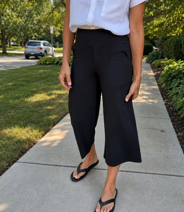 Women's Wide Leg Pants with High Waist and Side Pockets