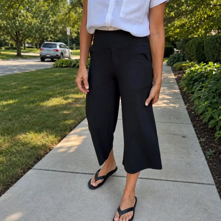 Women's Wide Leg Pants with High Waist and Side Pockets