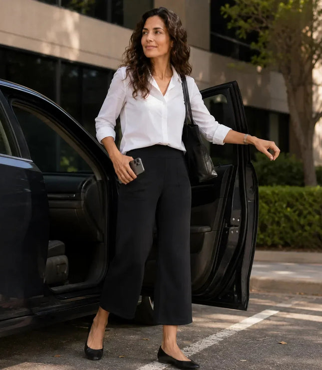 Women's Wide Leg Pants with High Waist and Side Pockets