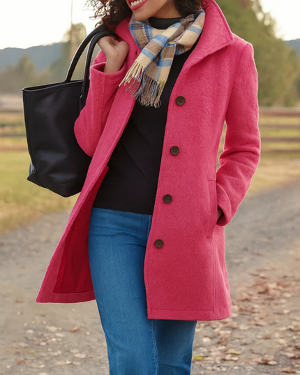 Women's Winter Coat in a Longline Cut with Button Front