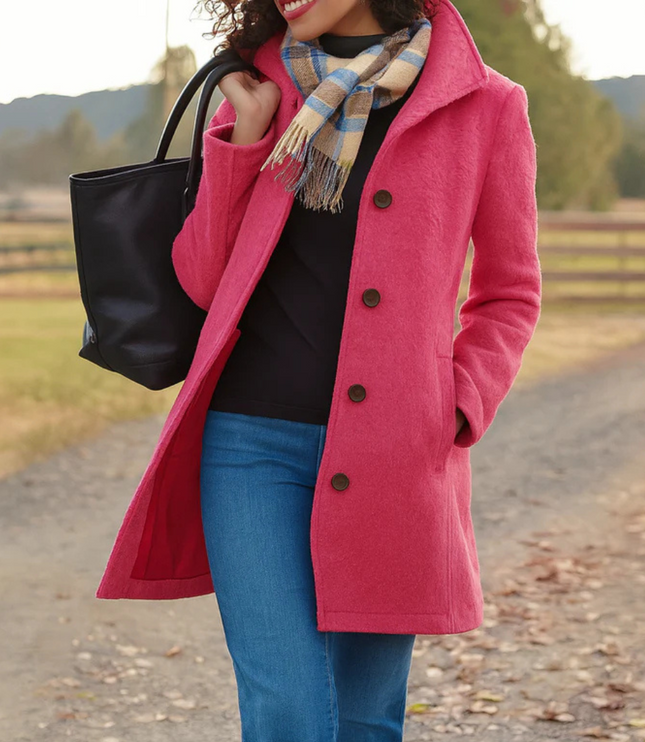 Women's Winter Coat in a Longline Cut with Button Front