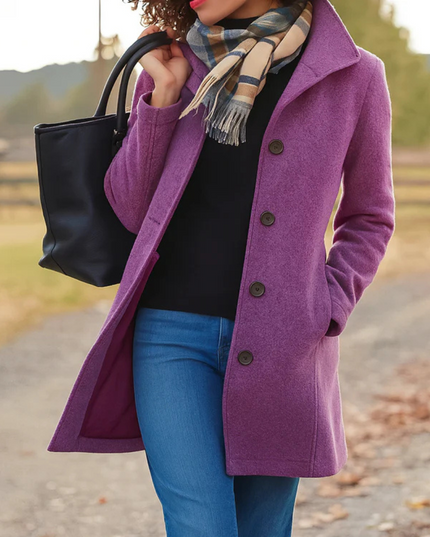 Women's Winter Coat in a Longline Cut with Button Front