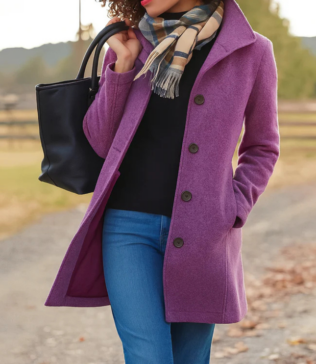Women's Winter Coat in a Longline Cut with Button Front