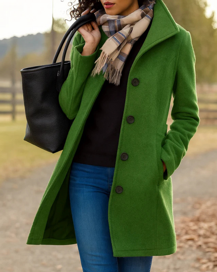 Women's Winter Coat in a Longline Cut with Button Front