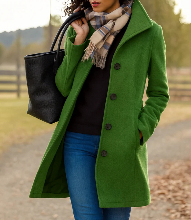 Women's Winter Coat in a Longline Cut with Button Front