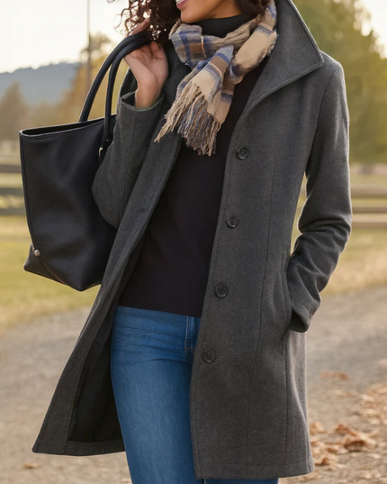 Women's Winter Coat in a Longline Cut with Button Front