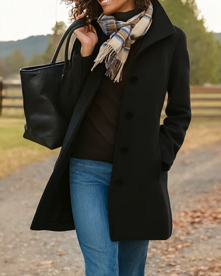Women's Winter Coat in a Longline Cut with Button Front