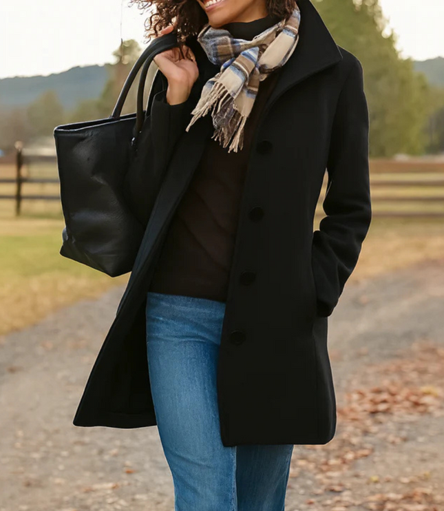 Women's Winter Coat in a Longline Cut with Button Front