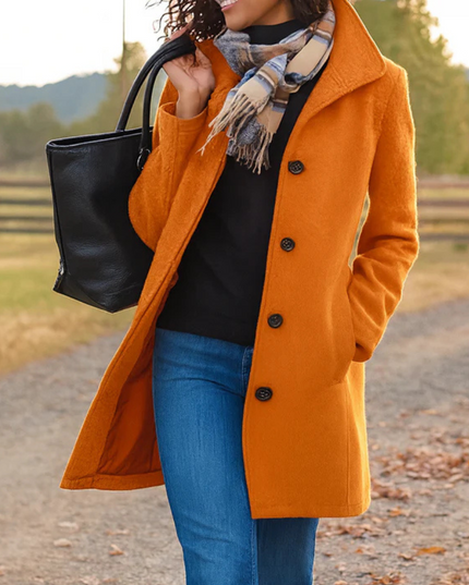 Women's Winter Coat in a Longline Cut with Button Front