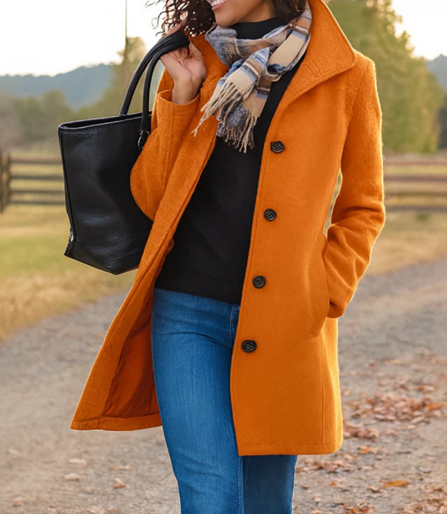 Women's Winter Coat in a Longline Cut with Button Front