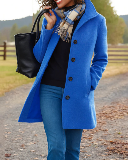 Women's Winter Coat in a Longline Cut with Button Front