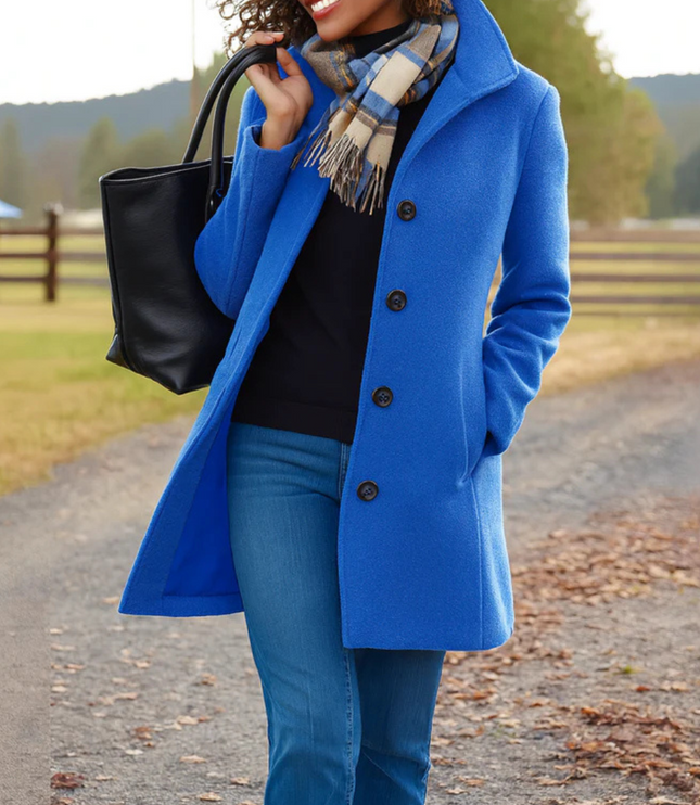 Women's Winter Coat in a Longline Cut with Button Front