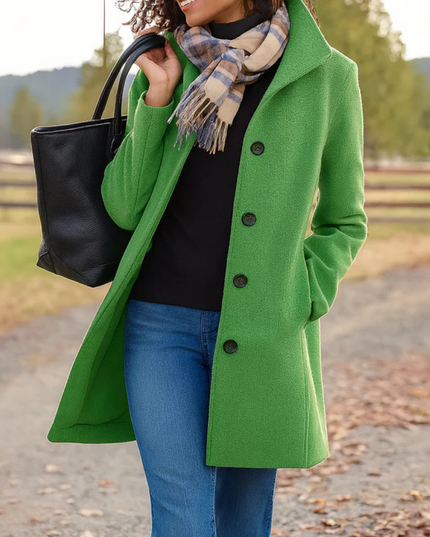 Women's Winter Coat in a Longline Cut with Button Front