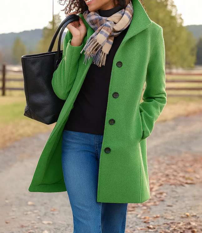 Women's Winter Coat in a Longline Cut with Button Front