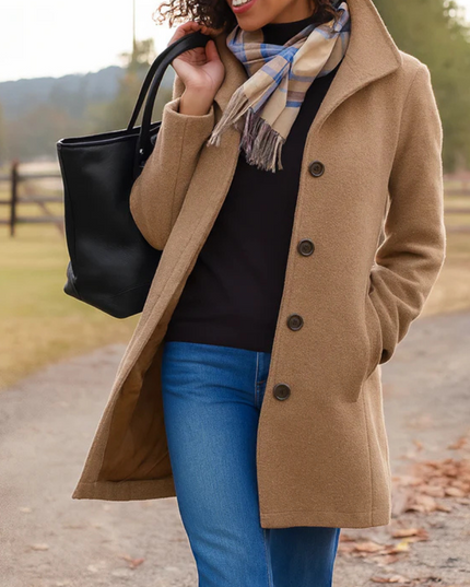Women's Winter Coat in a Longline Cut with Button Front