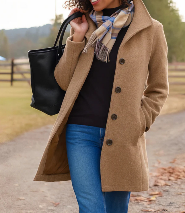 Women's Winter Coat in a Longline Cut with Button Front