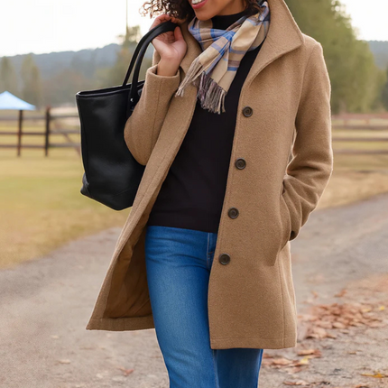 Women's Winter Coat in a Longline Cut with Button Front
