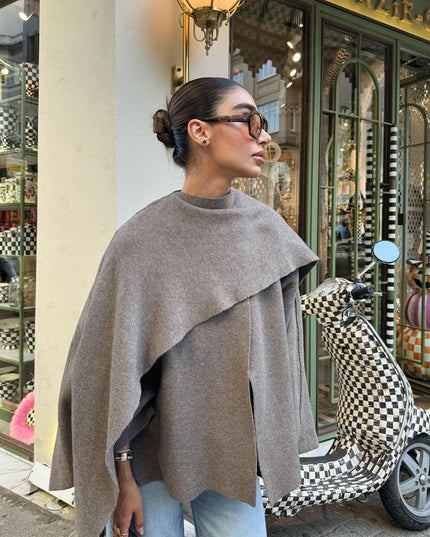 Women's Winter Coat in a Short Cape Cut with Scarf Collar