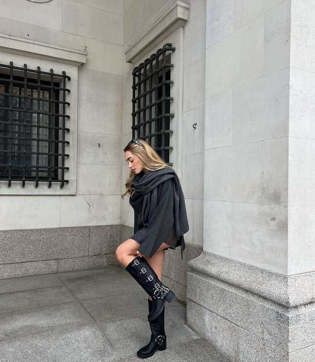 Women's Winter Coat in a Short Cape Cut with Scarf Collar