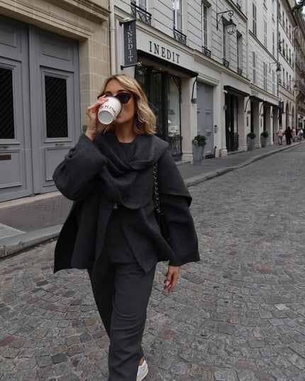Women's Winter Coat in a Short Cape Cut with Scarf Collar
