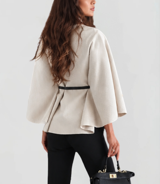 Women's Winter Coat with Cape Sleeves and Funnel Neck