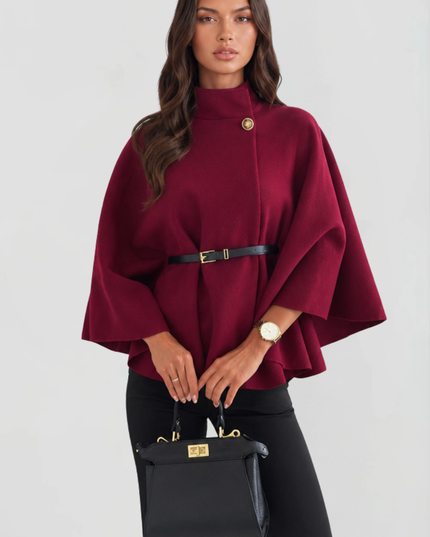 Women's Winter Coat with Cape Sleeves and Funnel Neck