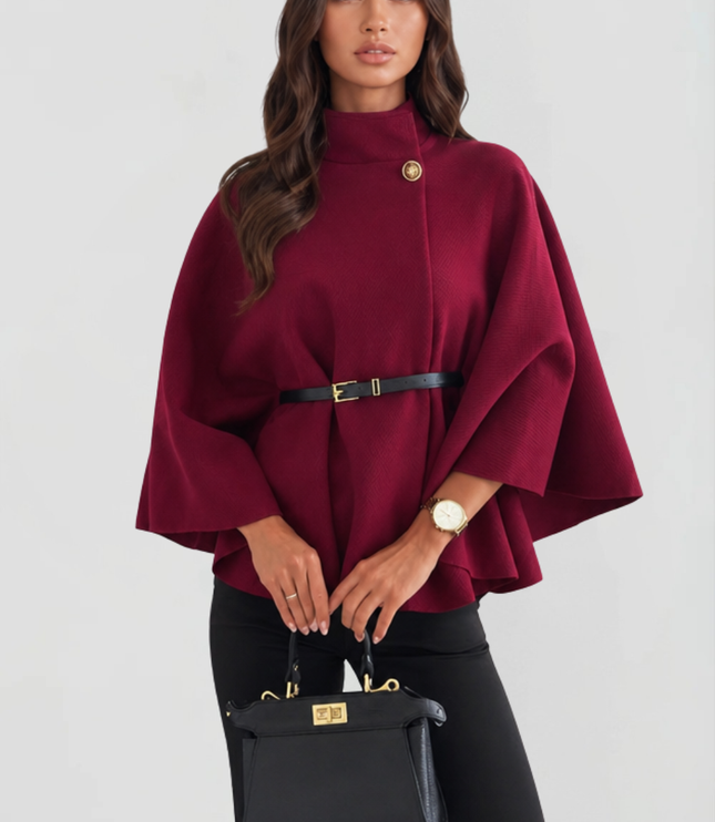 Women's Winter Coat with Cape Sleeves and Funnel Neck