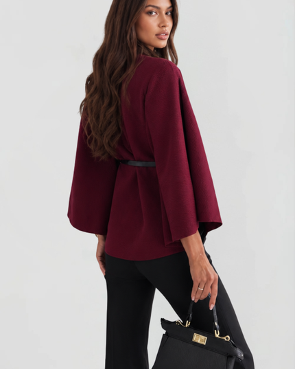 Women's Winter Coat with Cape Sleeves and Funnel Neck