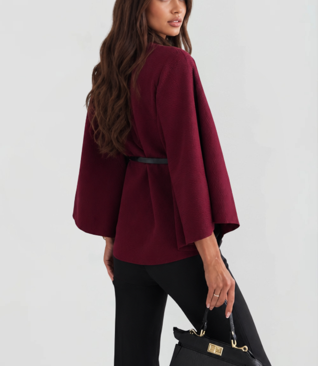 Women's Winter Coat with Cape Sleeves and Funnel Neck