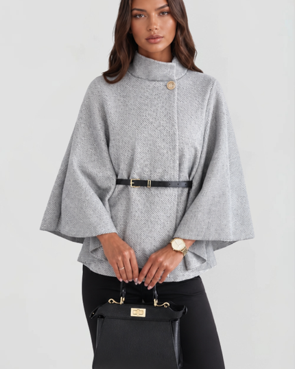 Women's Winter Coat with Cape Sleeves and Funnel Neck