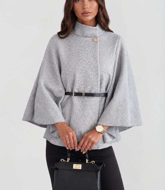 Women's Winter Coat with Cape Sleeves and Funnel Neck