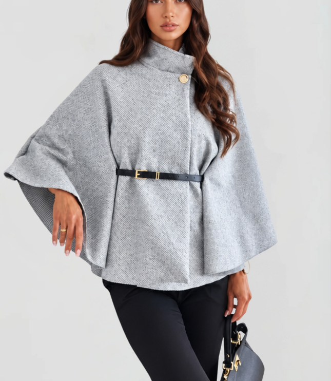 Women's Winter Coat with Cape Sleeves and Funnel Neck