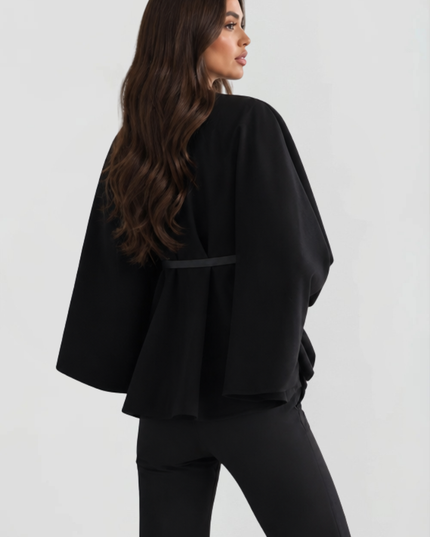 Women's Winter Coat with Cape Sleeves and Funnel Neck