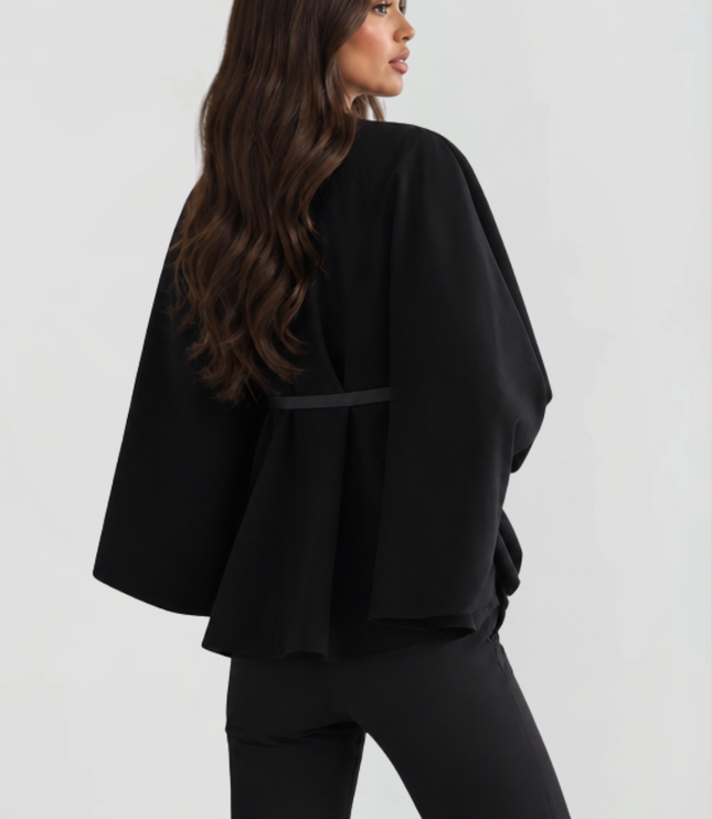 Women's Winter Coat with Cape Sleeves and Funnel Neck