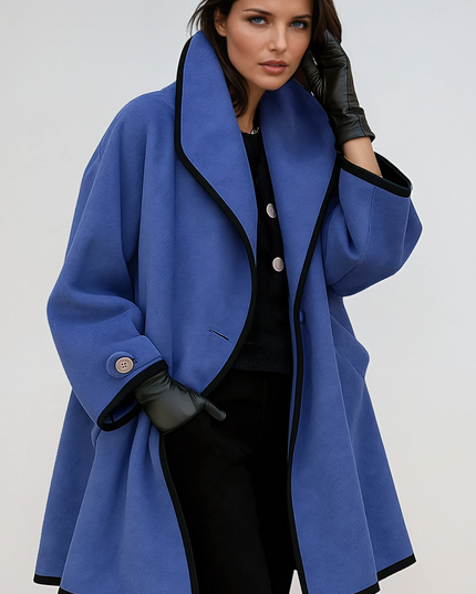 Women's Winter Coat with Contrast Trim, Longline and Oversized