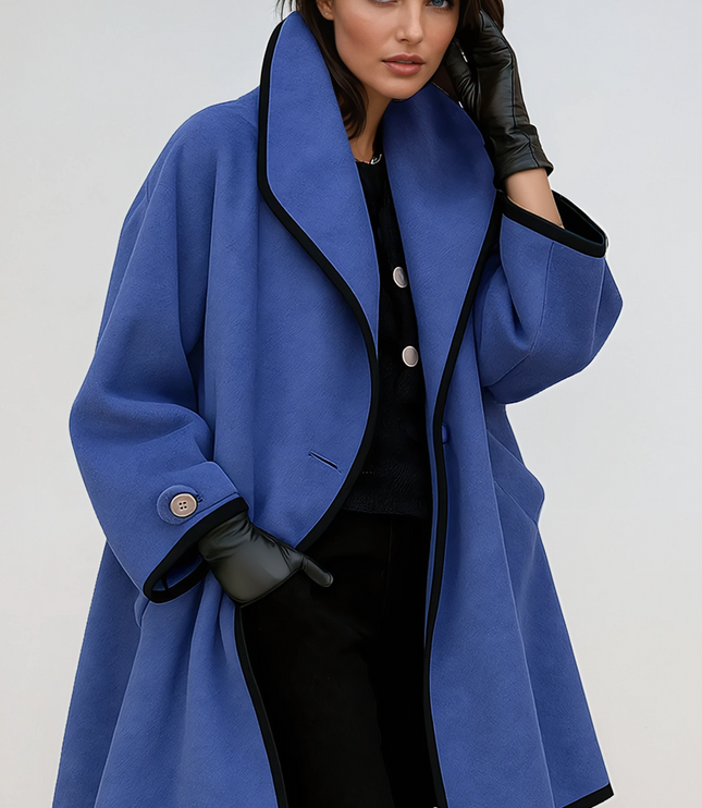 Women's Winter Coat with Contrast Trim, Longline and Oversized