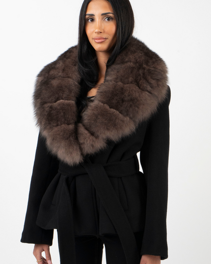 Women's Winter Jacket with an Oversized Faux Fur Collar