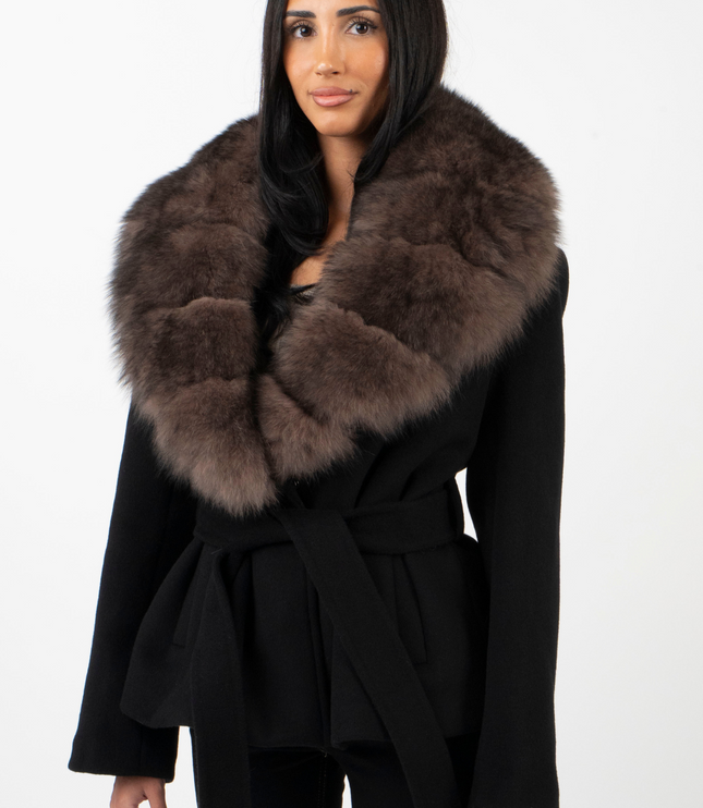 Women's Winter Jacket with an Oversized Faux Fur Collar