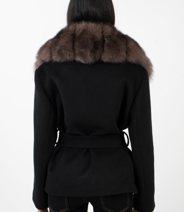 Women's Winter Jacket with an Oversized Faux Fur Collar