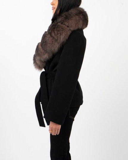 Women's Winter Jacket with an Oversized Faux Fur Collar