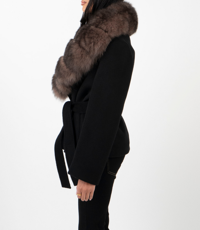 Women's Winter Jacket with an Oversized Faux Fur Collar