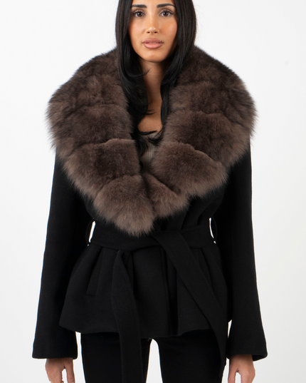 Women's Winter Jacket with an Oversized Faux Fur Collar
