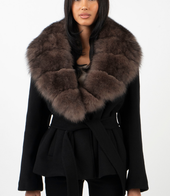 Women's Winter Jacket with an Oversized Faux Fur Collar
