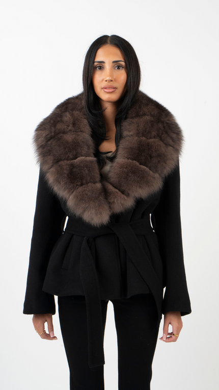 Women's Winter Jacket with an Oversized Faux Fur Collar