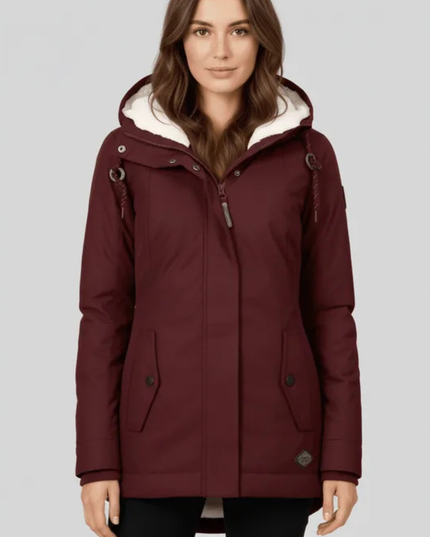 Women's Winter Parka Coat, Fleece Lined with a Hood