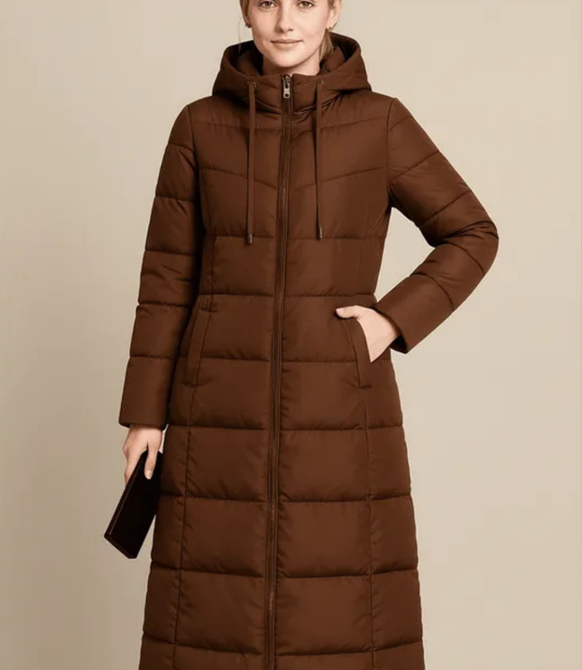 Women's Winter Puffer Coat, Quilted with a Hood