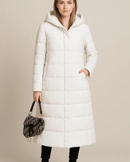 Women's Winter Puffer Coat, Quilted with a Hood