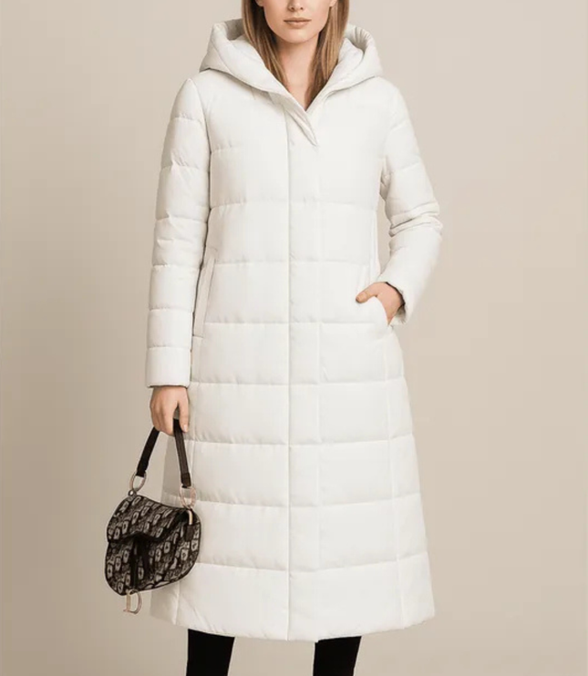 Women's Winter Puffer Coat, Quilted with a Hood